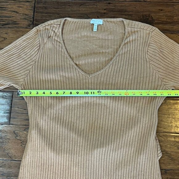 Sofia Vergara Dress Women's XXXL Tan Ribbed Midi Cut Out Back Opening 3X Plus - Picture 11 of 16